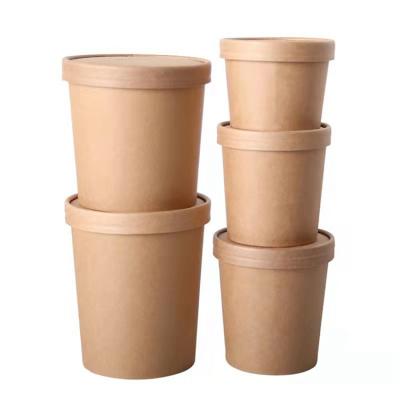 China Biodegradable Kraft Paper Plup Soup Containers 8oz Food Tub For Kraft Soup Take Out for sale