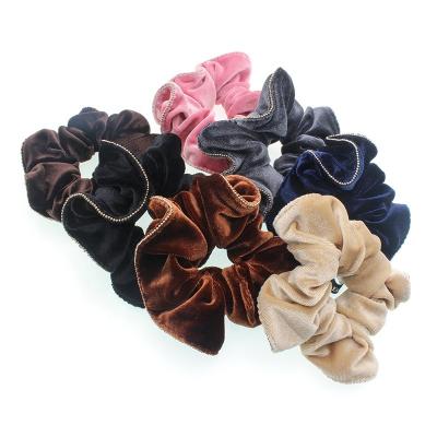 China Elastic Ring Bulk Hair Accessories Soft Single Circle Velvet Women Scrunchy Ponytail Holder Multicolor Environmentally Friendly Wholesale Hair Ponytail Holder for sale