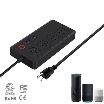 China AC 4 & Smart 4 Strip USB Power Strip USB APP WIFI US Plug Smart Remote Control 4USB+4AC Standard for sale