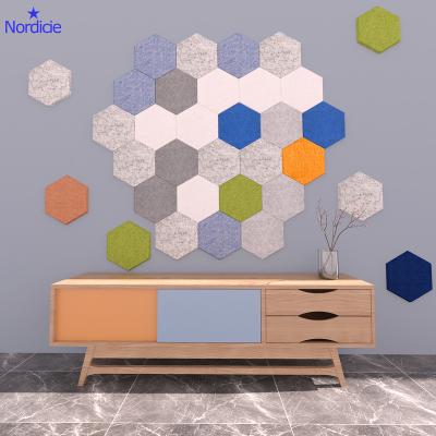 China Modern Hexagon Shape Acoustic Panel Wall Decoration Different PET Acoustic Panel for sale