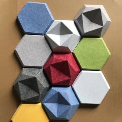 China Modern PET Hexagon Board 100% Polyester Fiber Acoustic Panels for sale