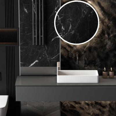 China Modern Bathroom Mirror Light Solution Cabinets Modern Luxury Rectangle LED Bathroom Vanity With Sink for sale