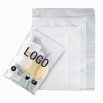 China Moisture Proof Customized high quality and low price frosted garment packaging bags T-shirt garment zip plastic poly bags clear zipper for sale