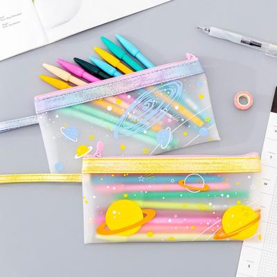 China Soft touch PVC Custom Double Sided Printing Pencil case Soft Color Kids PVC Pencil bags for sale