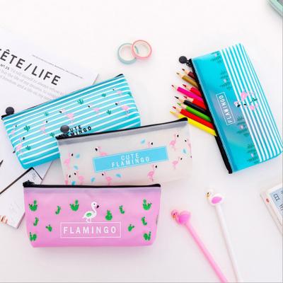 China Soft touch PVC Cartoon PVC zipper pencil case custom student stationery bag color pencil case fruit pencil case storage bag for sale