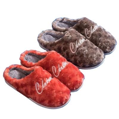 China 2021 Fashion Trend New Winter Couples House Shoes Women's Winter Fluffy Plush Custom Cotton Flannel Home Slippers for sale