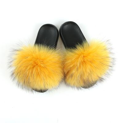 China Fashion Trend Children's New Fox Fur Slippers Home Non-slip Fur Outdoor Leisure Wear Fur Sandals Parent-child Single-Term Sandals for sale