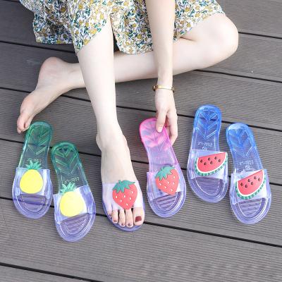 China Fashion Trend UK PVC Fruit Jelly Shoes Source Manufacturer Parent-child Holiday Beach Jelly Flat Slide Plastic Sandals for sale