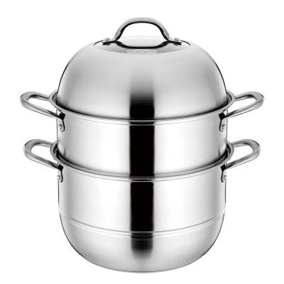 China 28-32cm Sustainable Wholesale Soup Steaming Pot Stainless Steel Food Steamer With Tempered Glass Cover for sale