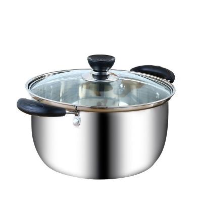 China High Quality 201 Stainless Steel Cookware Korean Cooking Hot Stocked Pot 22 Cm Soup And Stock Pot With Bakelite Handle Cooking for sale