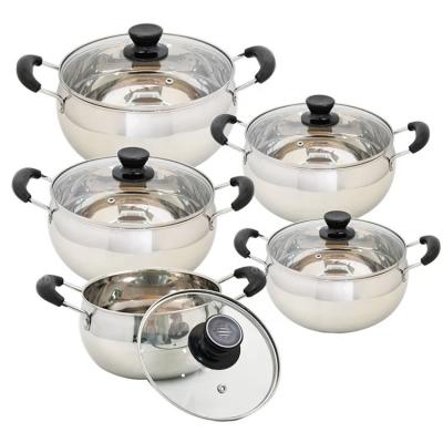 China 10 Pcs Sustainable New Design Kitchenware Cooking Pot Stainless Steel Cookware Set for sale