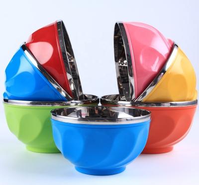 China Hot Sale 6pcs Children's Stocked Colorful Bowl Set 15cm Stainless Steel Food Bowl for sale