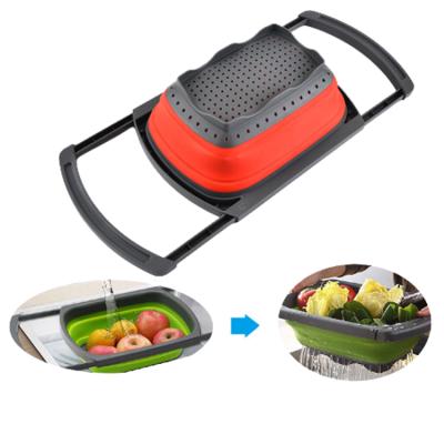 China Sustainable Plastic Expandabel Fruit Drain Sink Basket Kitchen Come Strainer for sale