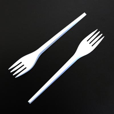 China PS 165mm High Quality Plastic 6.5 Inch Long Handle PS White Disposable Plastic Fork for sale