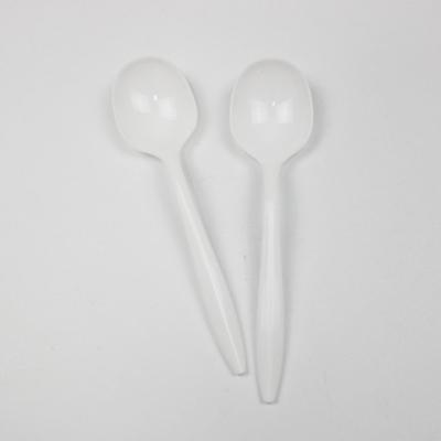 China Disposable Soup Spoon 10 Hundred Large Disposable PP Items White Plastic Soup Spoon for sale