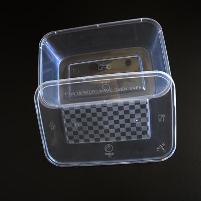 China 750ml PP Microwavable Clear Plastic Eco-friendly Rectangle Disposable Food Container With Lid for sale