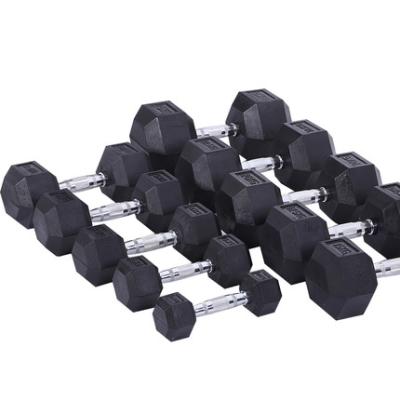 China Universal Hexagon Wholesale Cheap Dumbbell Low Price Rubber Weightlifting Dumbbell for sale