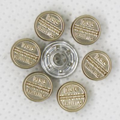 China 2021 nickel free high quality custom fashion clothes logo embossed vintage metal jeans button for clothes for sale