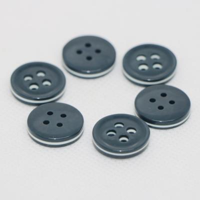 China New Washable 4 Hole Shirt Button Eco - Friendly Manufacturer Round Blue Resin Buttons for sale