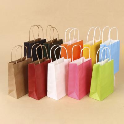 China Recyclable Custom Printed Your Own Logo Full Color Recyclable Kraft Paper Holder Up Bag With Twisted Handle for sale