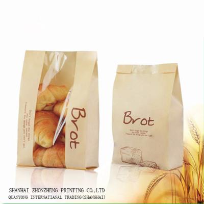 China High Quality BIODEGRADABLE Greaseproof Kraft Paper Food Gift Stand Up Kraft Paper Pouch Bag With Transparent Clear Window for sale