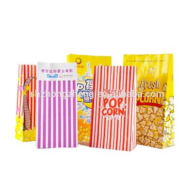 China Recyclable Biodegradable Recycled Food Wax Bread Proof Gressed Kraft Popcorn Popcorn Paper Bags for sale