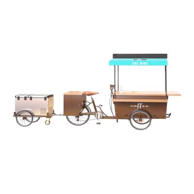 China energy saving manual coffee tricycle/coffee bike with fridge tent for outdoor for sale