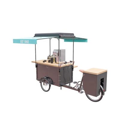 China Electric Coffee Tricycle with Pedal Assist Vending Machine Electric Cold Drink and Fast Food Bike for sale