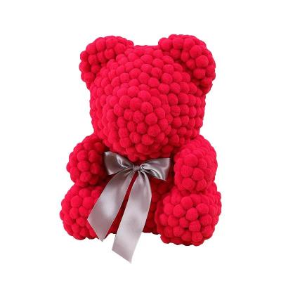 China 2022 New 40cm Eco-friendly Wool Ball Bathing Bear Festival Creative Gift Rose Bear for sale