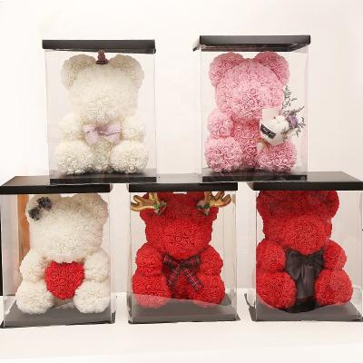 China Wholesale Eco-Friendly PE Foam Rose Bear Artificial Flower Christmas Valentine's Day Gift DIY Teddy Bear Christmas Decoration for sale