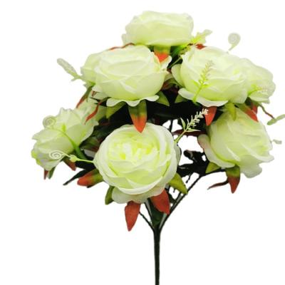 China Wholesale 10 Heads Artificial Round Rose Flower Eco-friendly For Decoration Home Wedding Rose Flower Office Party Decorative Bouquet for sale