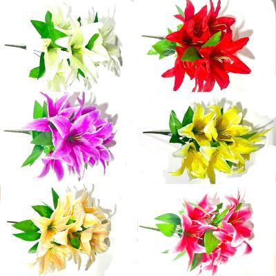 China Wholesale Artificial Natural Touch 9 Fork 9 Head Lily for sale