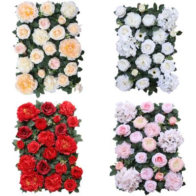 China Wedding Decor Fabric Backdrop Customized Artificial Rose Silk White Rose Roll Natural Touch Up Flower Wall for sale