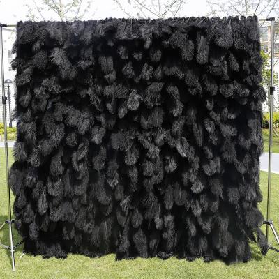 China New natural black feather fabric touch simulation flower wall wedding artificial flower bottom wall for sale