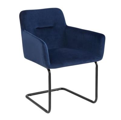 China Comfortable Modern Fabrics Velvet Upholstered Dining Chair Dining Armchair With Metal Legs for sale