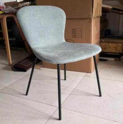 China Home Comfortable Simple Design Used Dining Chair Fabric Seat Metal Legs Dining Chair For Sale for sale