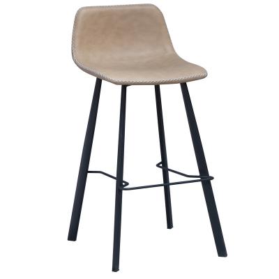 China Popular Plain Color Popular Bar Chair PU Seat Black Metal Leg for sale