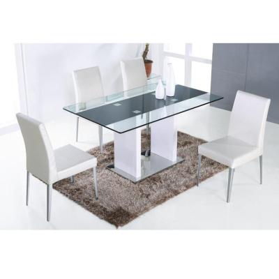 China Factory Price Tempered Glass Table Top MDF Leg And Frame Dining Table Practical for sale