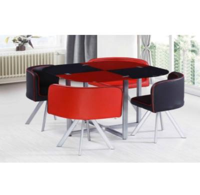 China Comfortable living room furniture sets dining table and chair glass top dining table with metal legs for sale