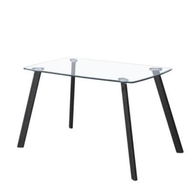 China New Design Dining Table Comfortable Tempered Glass Dining Table Powder Coating Legs for sale