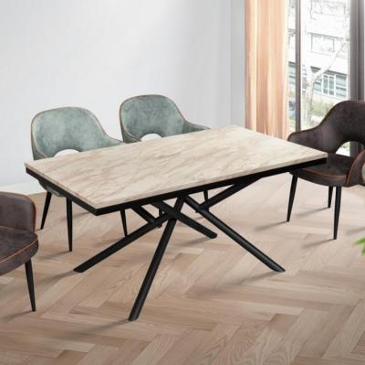 China New Designs Comfortable Dining Table Sets MDF Top 6 Seater Dining Table With Metal Legs For Home Used for sale