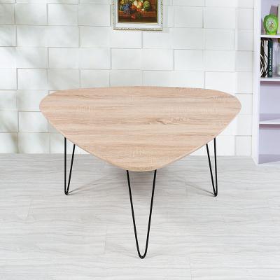 China Practical Metal Rebar Frame Hairpin Leg MDF Round Shape Top With Finish Coffee Table Paper Tea Table for sale