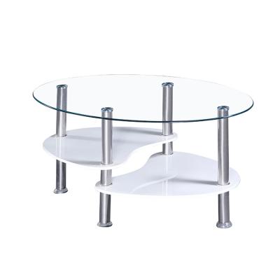 China Modern Design Tempered Glass Top Stainless Steel Leg Coffee Table Easy Clean Tea Table for sale