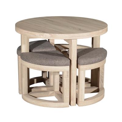 China 5 MDF Wooden Interlocking Eco-Friendly Set Tables Coffee Table With Round Seat Lounge Sofa Side Table Set for sale