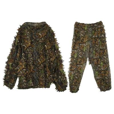 China 3D Ghillie Pants 4 Piece Camouflage Suit Forest Woodland Camouflage Tactical Hunting Uniform Auspicious Uniform for sale