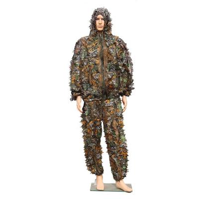 China Lightweight Ghillie pants hunting season hotsale 3D leaf camouflage ghillie suit, sniper leaves camouflage ghillie suit, 3D leaves hunting suit for sale