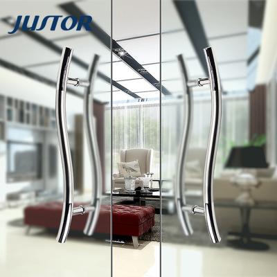 China Modern H 304 Stainless Steel S Shape Hardware Push Handle Glass Door Handle for sale