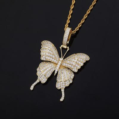 China Casual/Sporty 18k Iced Out Diamond Pendant Butterfly Pendant Necklace With Butterfly Pendant for sale