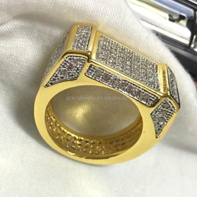 China Stylish Hip Hop 14k Gold Rings Porcelain Gay Gold Iced Out Rings Jewelry Men for sale