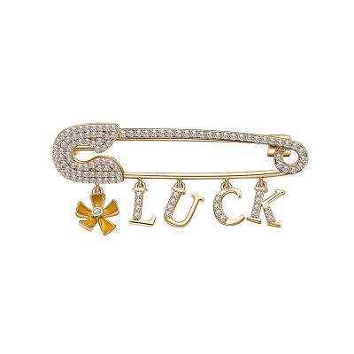 China Brass 18k Gold Plated CZ Zircon Brooch Design For Women for sale